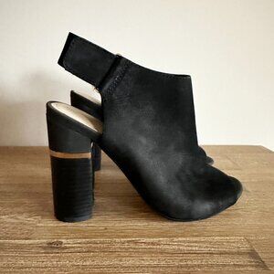 Aldo Aressa Open Toe Bootie Sandal Black Suede Womens Size 8